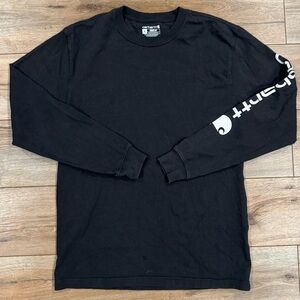 CARHARTT Men’s Loose Fit Black Long Sleeve W/ White Logo | Size Small